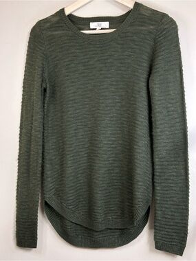 PINQUE Olive Green Rib Knit Crewneck Sweater Women’s Small Lightweight Soft